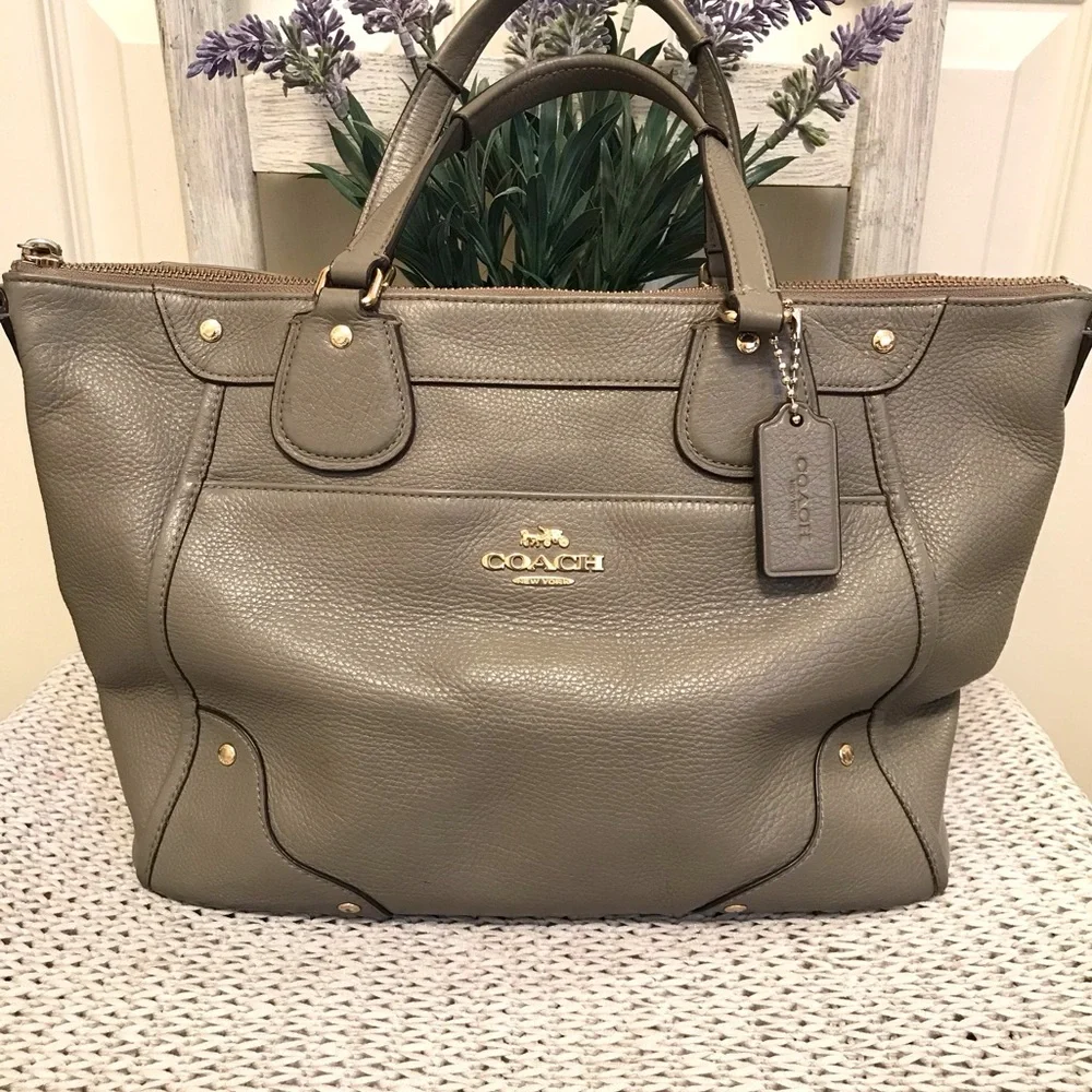Coach Mickie Satchel Taupe Gray